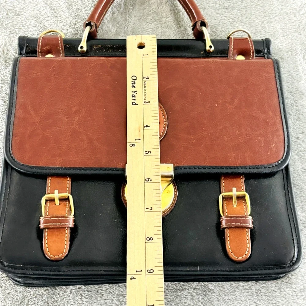 Vintage Rina‎ Rich Handbag Top Handle Purse Black Brown Leather Missing Strap